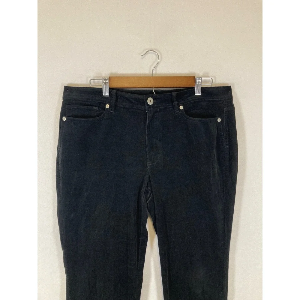 Classic‎ Dark Academia J. Jill Womens 12 Black Fine Wale Corduroy Straight Pants